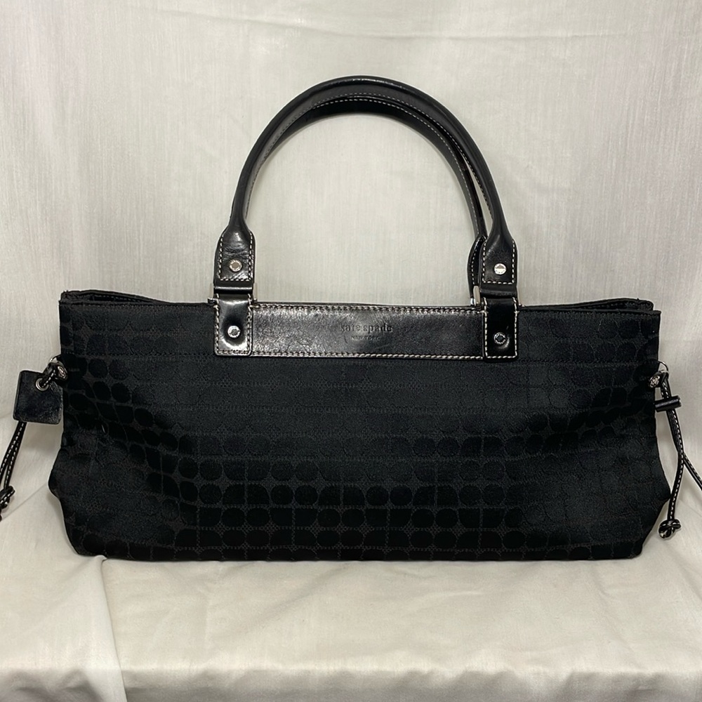 ⬇️Kate Spade ♠️ New York Black Rectangular Side Tie Geometric Purse Leather Trim